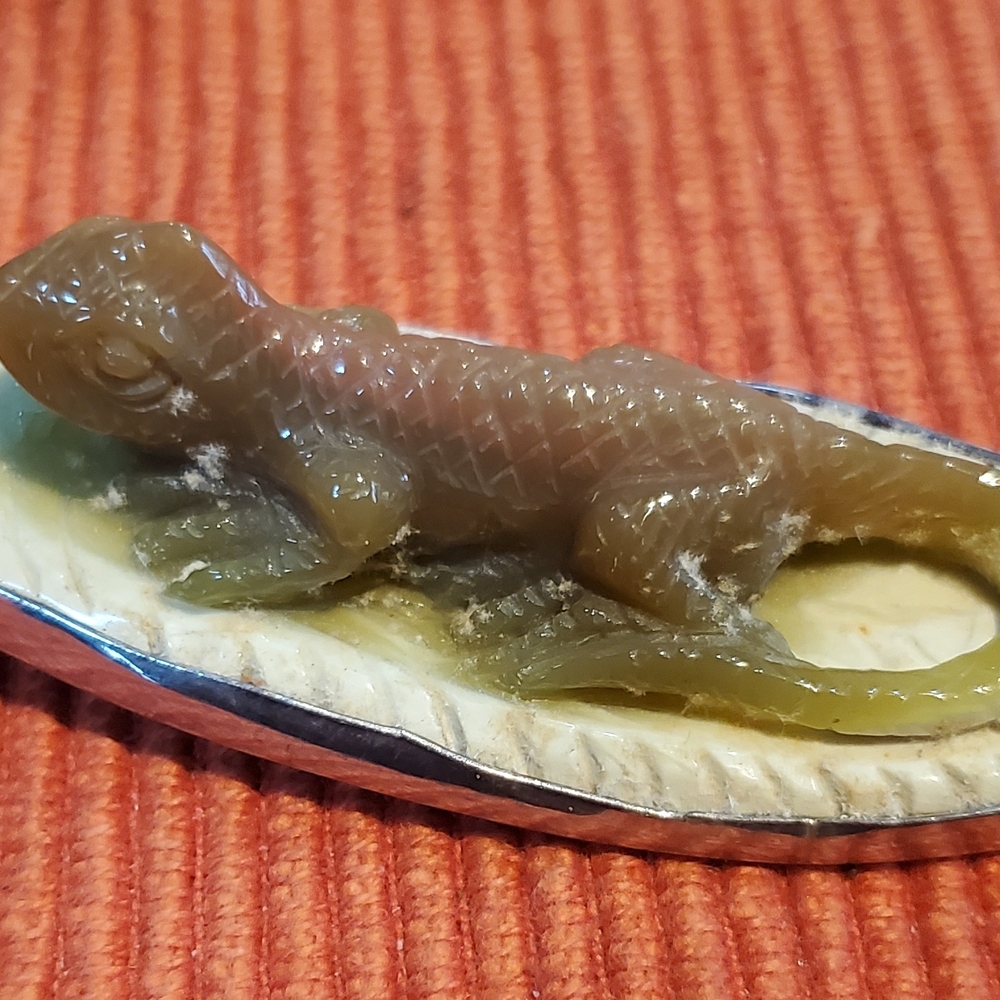 Reptile Pendant in Green and Tan